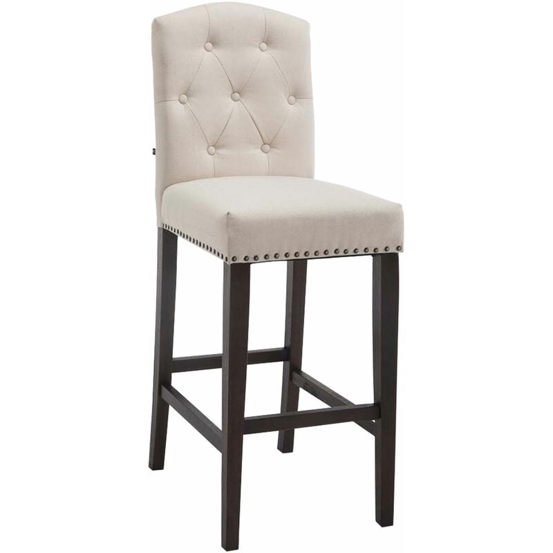 CLP - Tabouret avec cadre en bois foncé et siège de tissu avec différentes boutons de couleurs colore : Crème