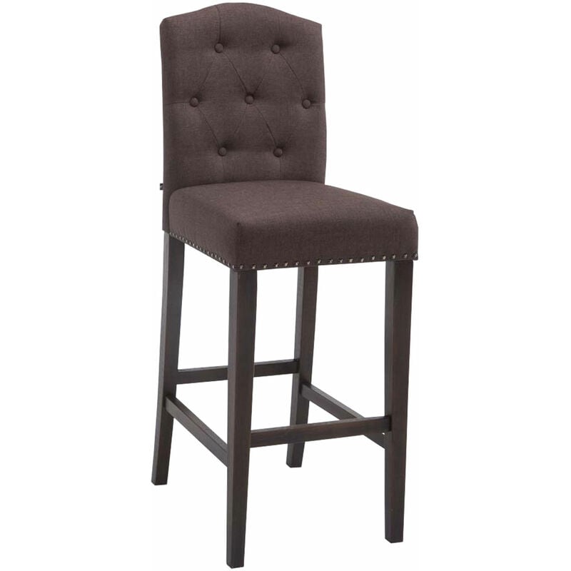 CLP - Tabouret avec cadre en bois foncé et siège de tissu avec différentes boutons de couleurs colore : marron