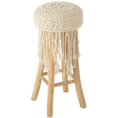 Tabouret de Bar Macramé "Pure Nature" 85cm Naturel