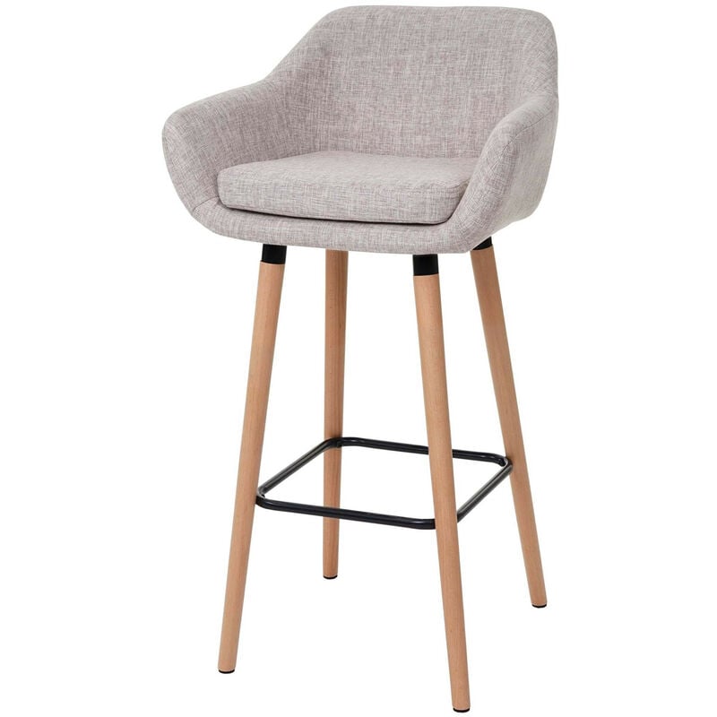 Mendler - Tabouret de bar Malmö T381, chaise de bar tabouret de comptoir Textile, gris crème
