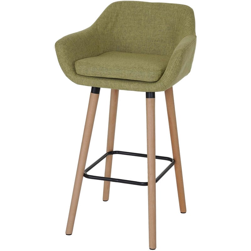 Mendler - Tabouret de bar Malmö T381, chaise de bar tabouret de comptoir Textile, vert clair