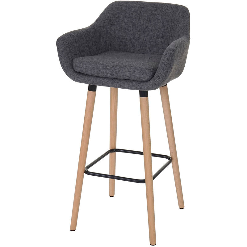 Mendler - Tabouret de bar Malmö T381, chaise de bar tabouret de comptoir Textile, gris