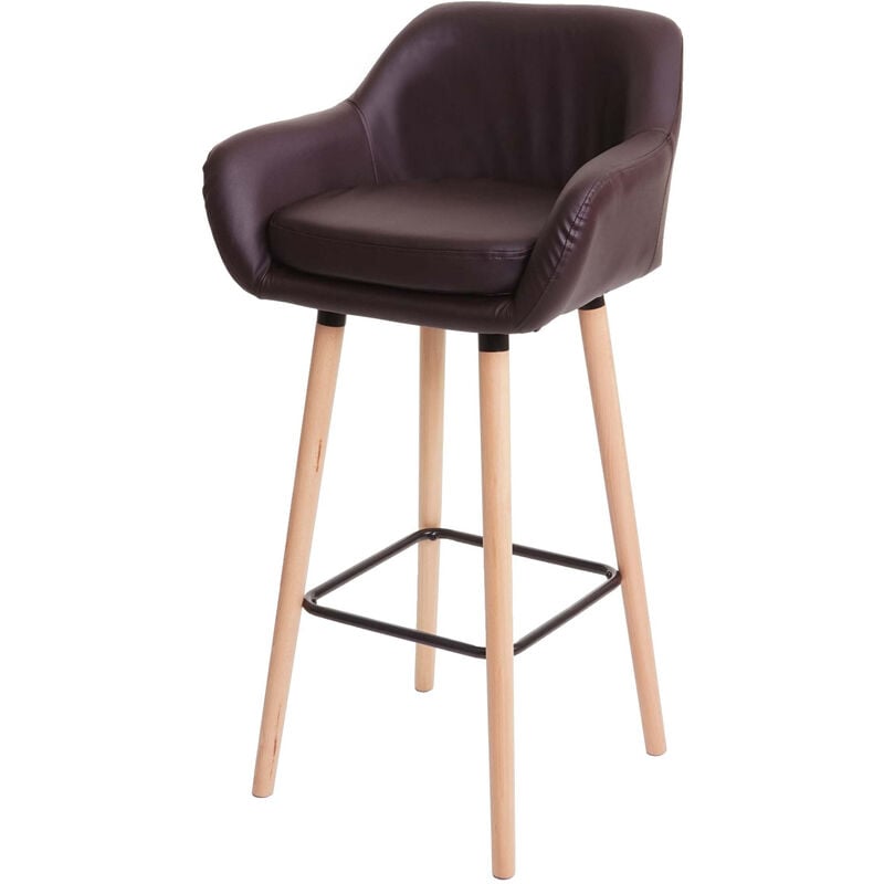 HHG - jamais utilisé] Tabouret de bar Malmö T381, chaise de bar tabouret de comptoir, simili cuir, marron