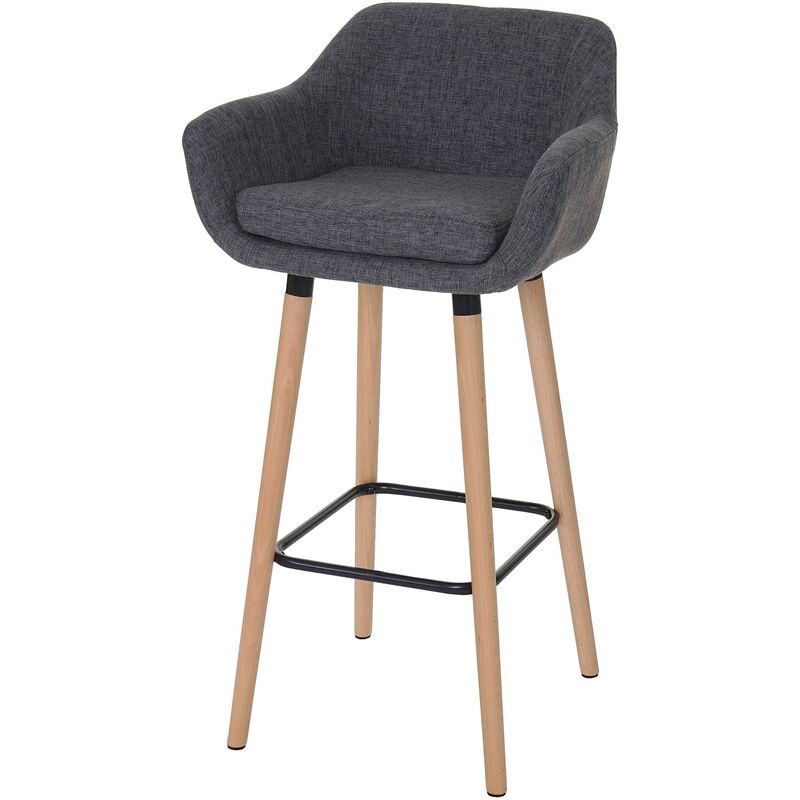 hhg - tabouret de bar malmo t381, chaise tabouret comptoir ~ textile, gris