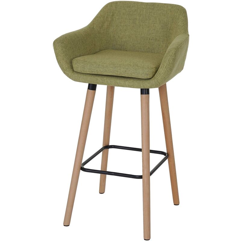 hhg - tabouret de bar malmo t381, chaise tabouret comptoir ~ textile, vert clair