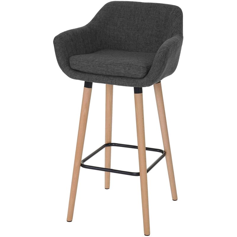 hhg - tabouret de bar malmo t381, chaise tabouret comptoir ~ textile, gris fonce