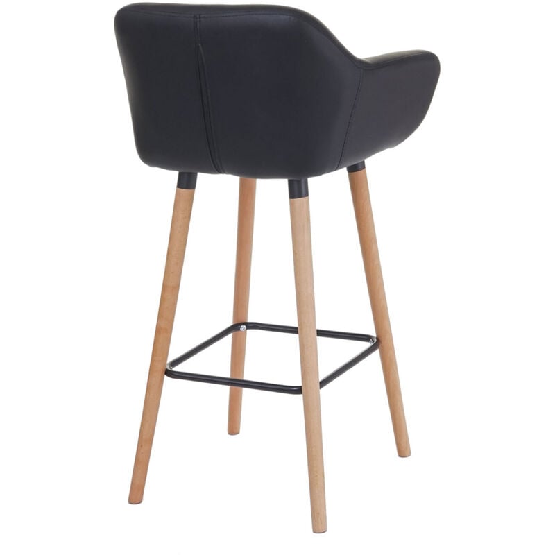 Tabouret de bar Malmö T381, chaise de bar tabouret de comptoir, simili cuir, noir