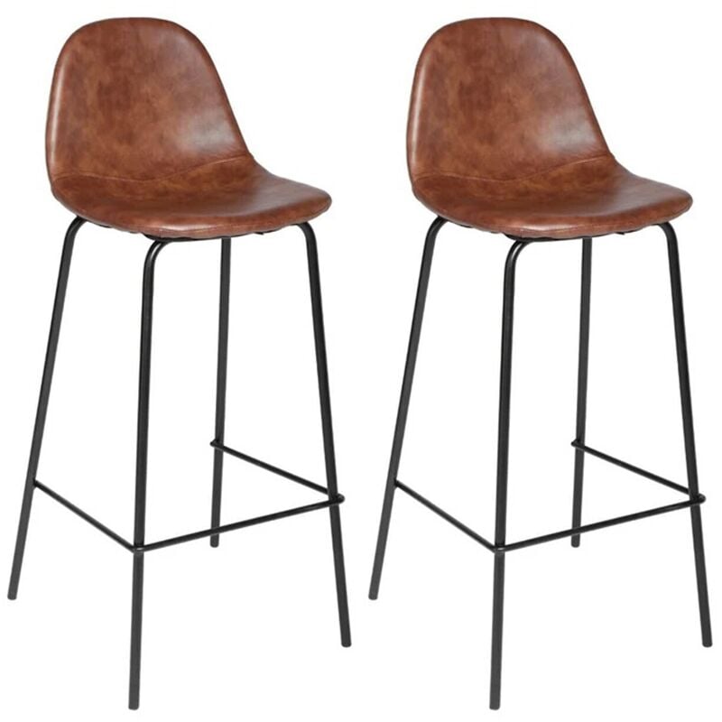 Atmosphera - Lot de 2 Tabourets de bar Vintage Vladi Marron