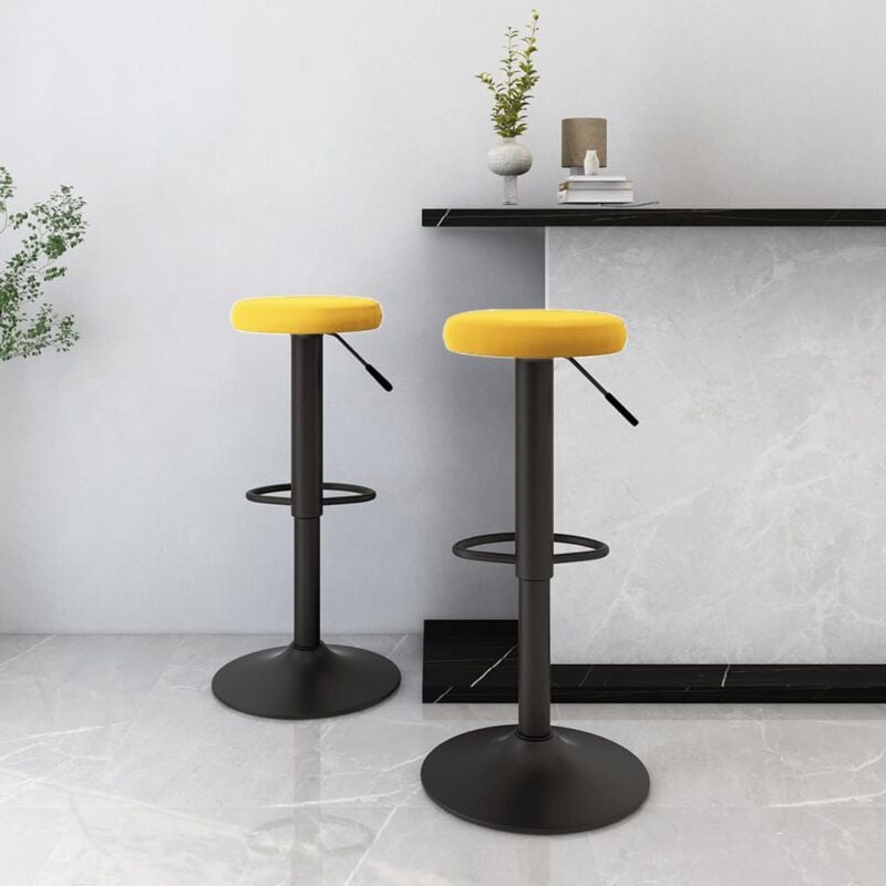 Vidaxl - Tabourets de bar lot de 2 jaune moutarde velours
