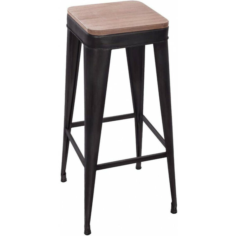 Atmosphera - Chaise tabouret de bar en métal - Noir - l 38,5 x h 79,5 cm - Livraison gratuite