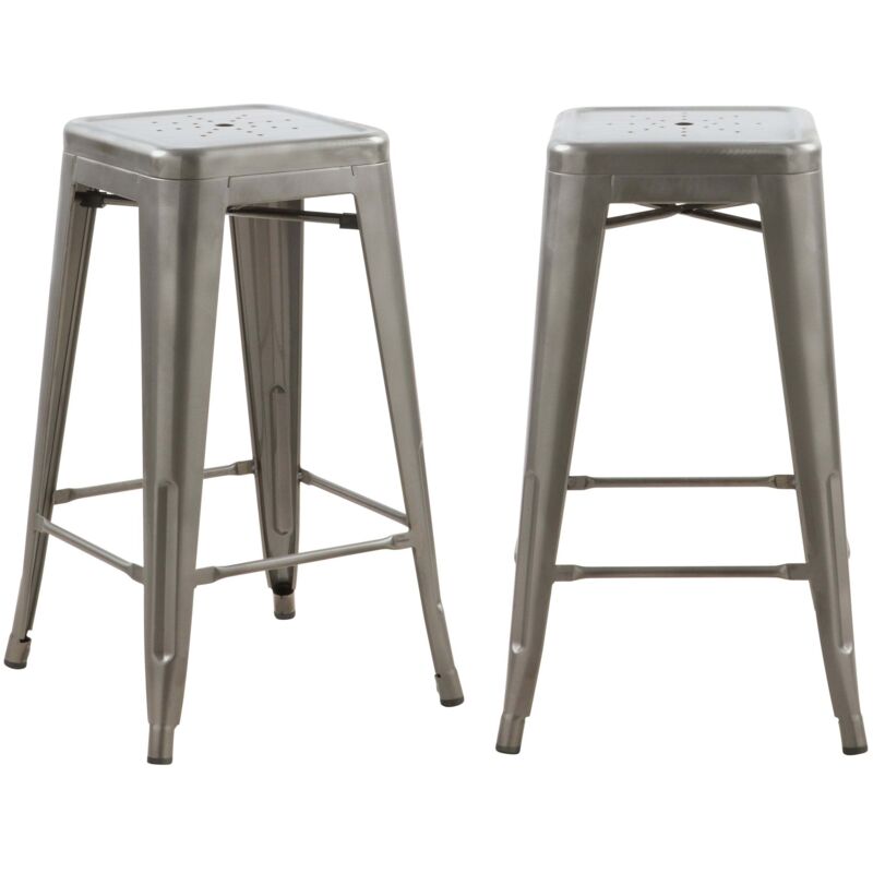 Lot de 2 tabourets pour îlot central 66 cm en métal chrome brillant - Indus Lot de 2 tabourets pour îlot central 66 cm en métal chrome brillant - Indus