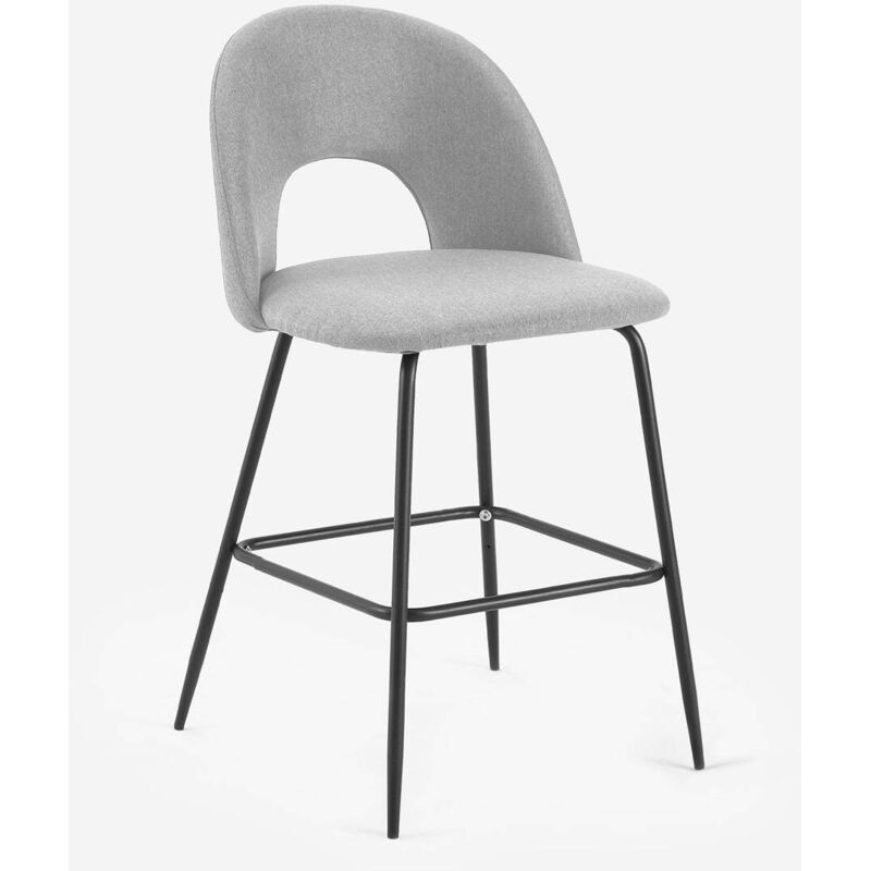 Tabouret de bar moderne avec dossier en tissu Tiren pour bar et cuisine - Gris clair Tabouret de bar moderne avec dossier en tissu Tiren pour bar et cuisine - Gris clair