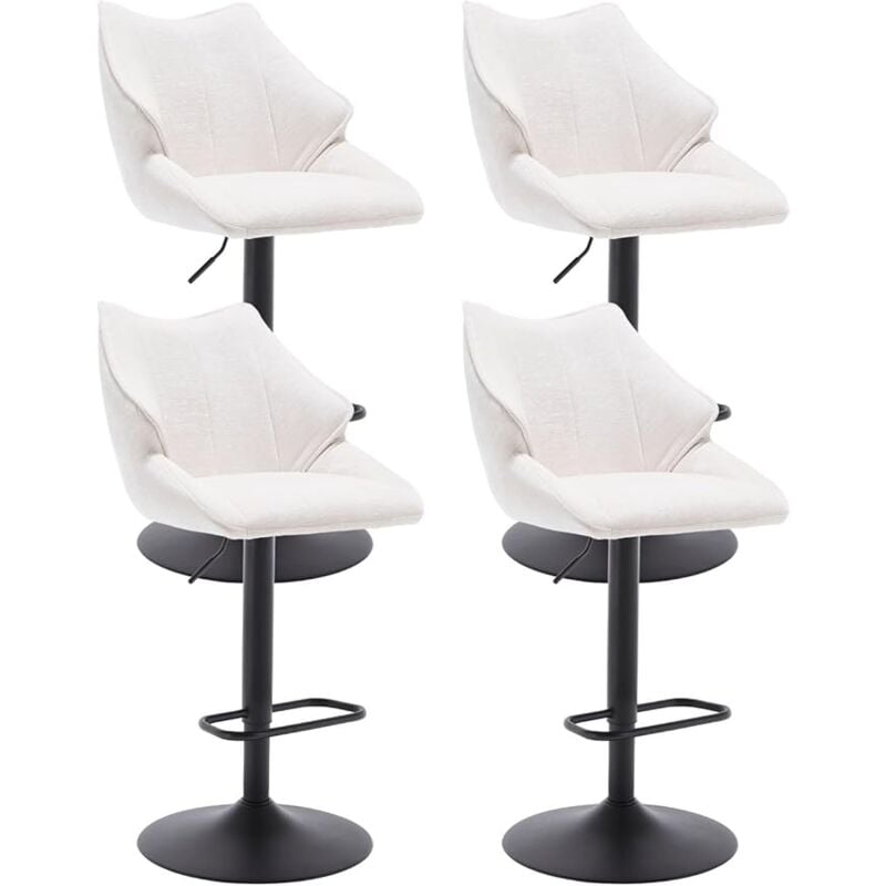 Tabouret de Bar Moderne Lot de 4 Chaise Haute Cuisine Réglable en Hauteur, Bar avec Repose-Pieds pour Bar/Cuisine, Blanc, Wahson