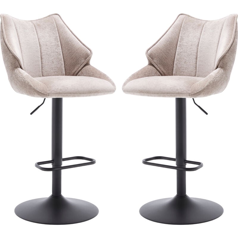 Tabouret de Bar Moderne Lot de 2 Chaise Haute Cuisine Réglable en Hauteur, Bar avec Repose-Pieds pour Bar/Cuisine, Gris, Wahson