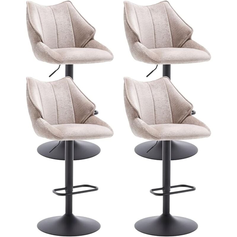Tabouret de Bar Moderne Lot de 4 Chaise Haute Cuisine Réglable en Hauteur, Bar avec Repose-Pieds pour Bar/Cuisine, Gris, Wahson