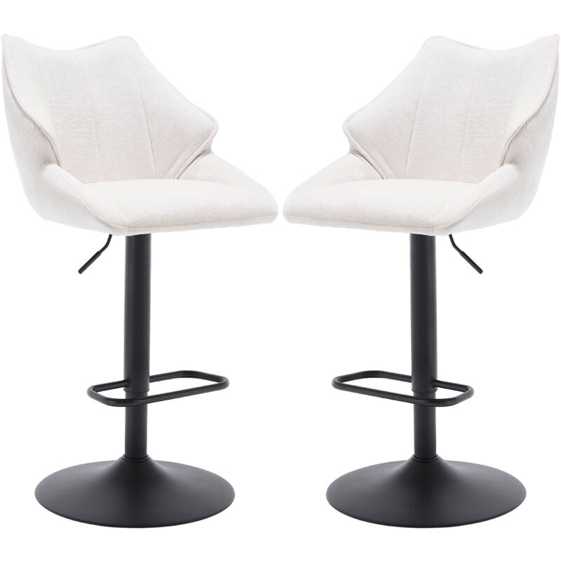 Tabouret de Bar Moderne Lot de 2 Chaise Haute Cuisine Réglable en Hauteur, Bar avec Repose-Pieds pour Bar/Cuisine, Blanc, Wahson