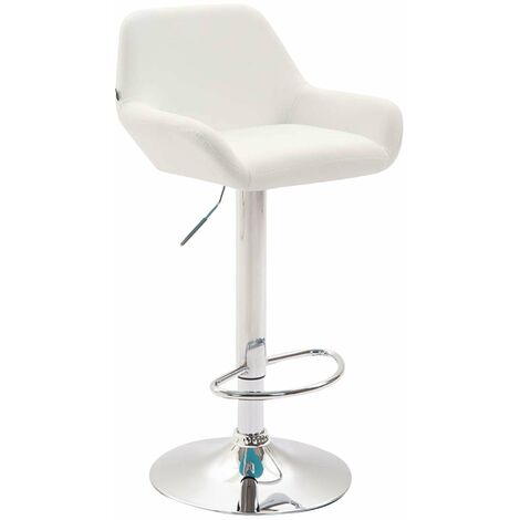 Tabouret de bar moderne et confortable en synthétique blanc pieds trompette en métal chromé TDB10314