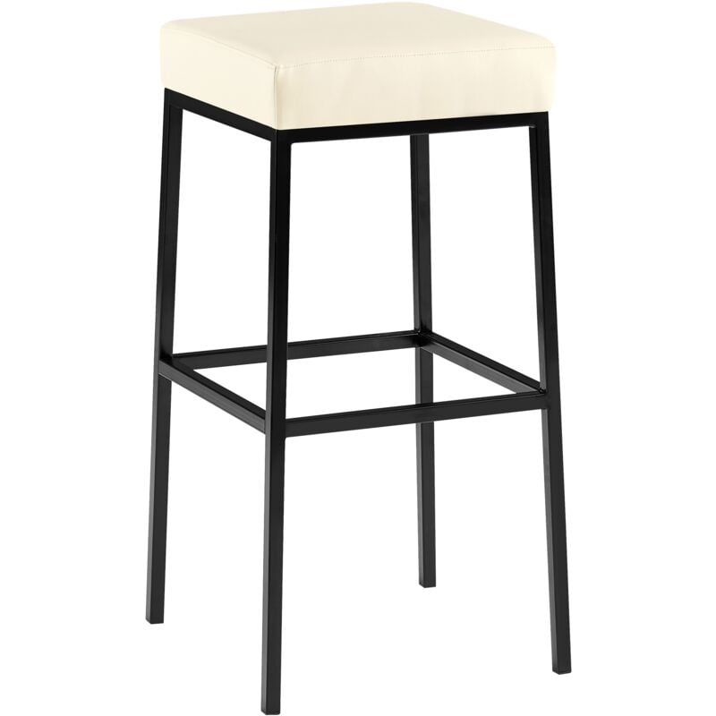 CLP - Tabouret de bar Montreal revêtement similicuir Noir Crème