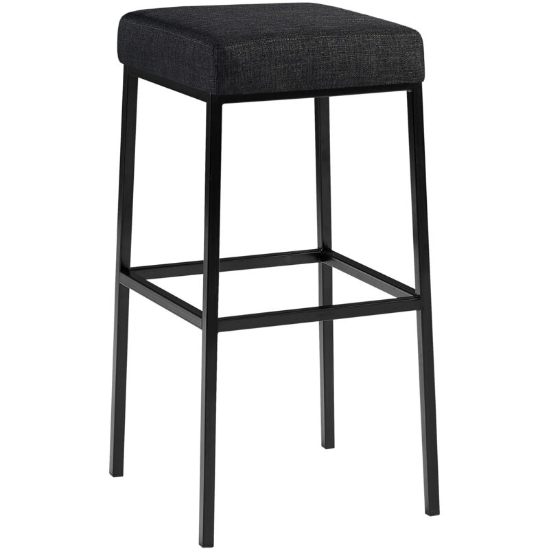CLP - Tabouret de 80 cm avec repose-pieds et cadre noir + siège de tissu de différentes couleurs colore : gris foncé