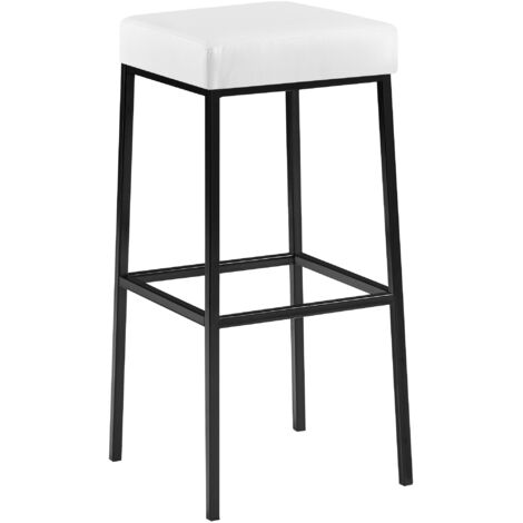Tabouret de bar Montreal revêtement similicuir Noir Blanc