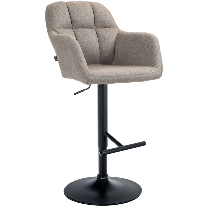 Tabouret de bar Natoma Tissu Taupe Métal noir mat