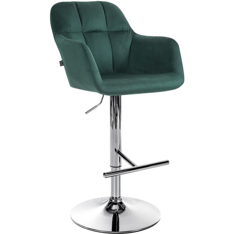 CLP - Tabouret de bar Natoma velours Vert Métal chromé