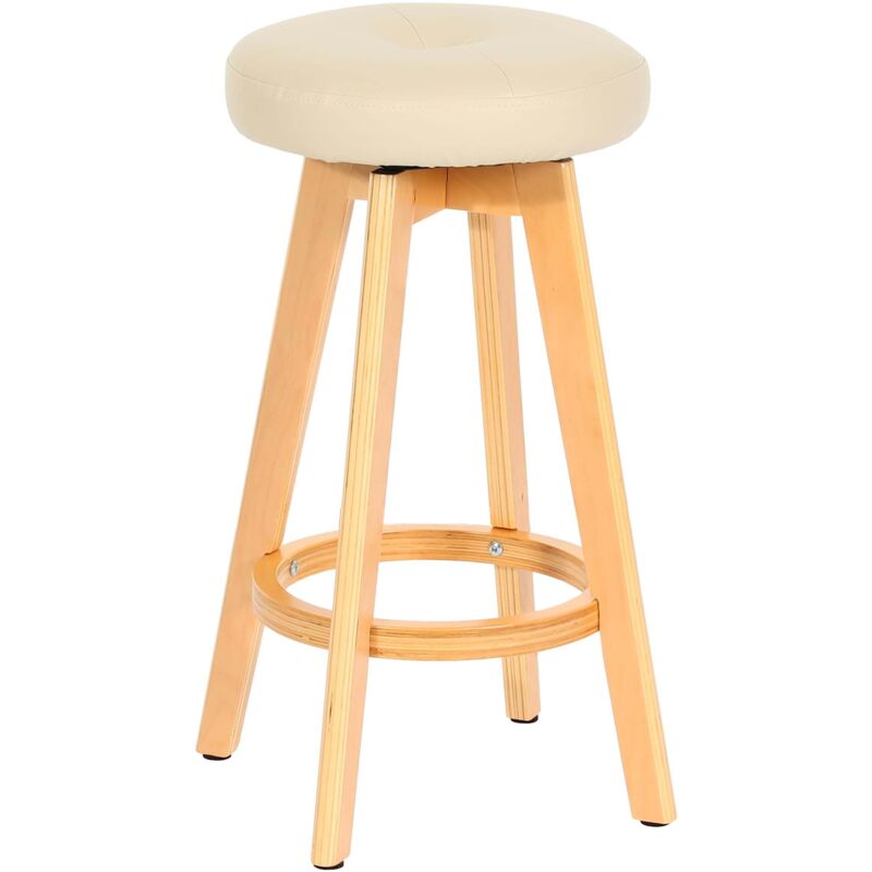 HHG - Tabouret de bar Navan, chaise de bar tabouret de bar, bois similicuir pivotant, crème, pieds clairs HHG - Tabouret de bar Navan, chaise de bar tabouret de bar, bois similicuir pivotant, crème, pieds clairs