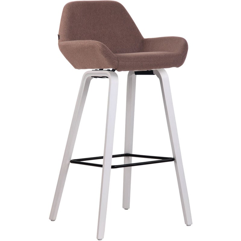 CLP - Tabouret avec structure en bois blanc stable et siège de tissu de différentes couleurs colore : marron