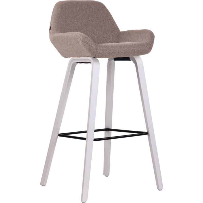 Tabouret de bar Newnan en tissu gris tourterelle, blanc (eiche)