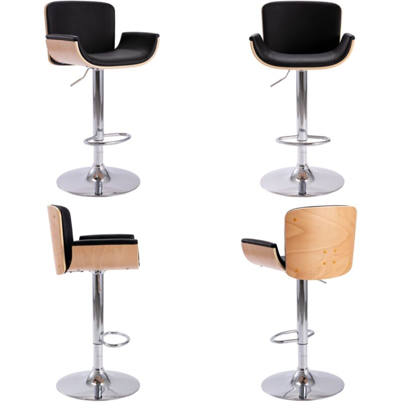 Vidaxl - Tabouret de bar Noir Similicuir - Chaise De Bar - Tabouret De Comptoir - Fauteuil De Bar - Meuble De Cuisine - Mobilier Tendance - Home &