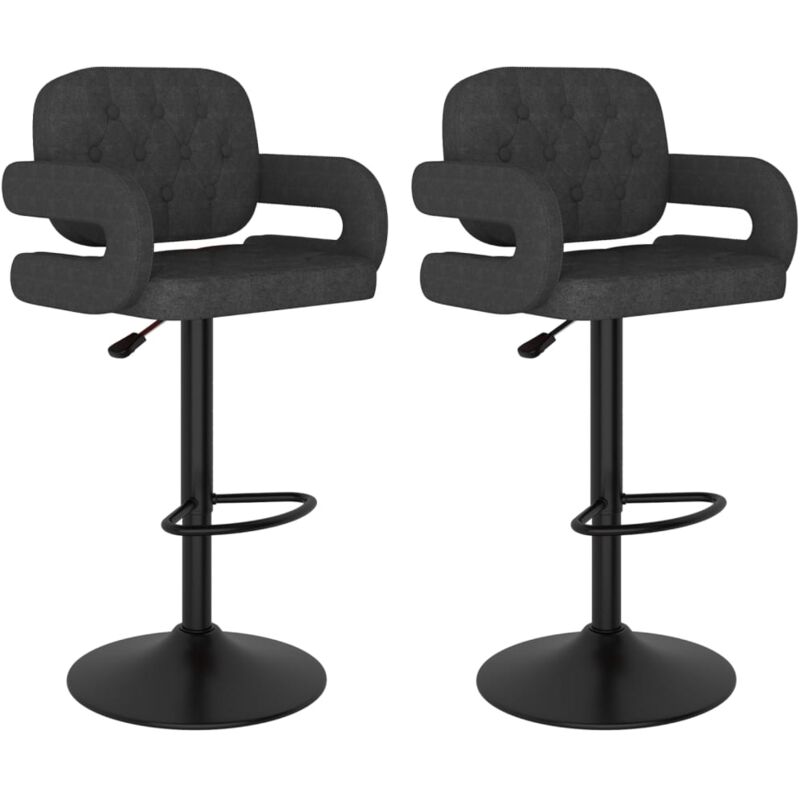 Les Tendances - Tabourets de bar lot de 2 gris foncé tissu