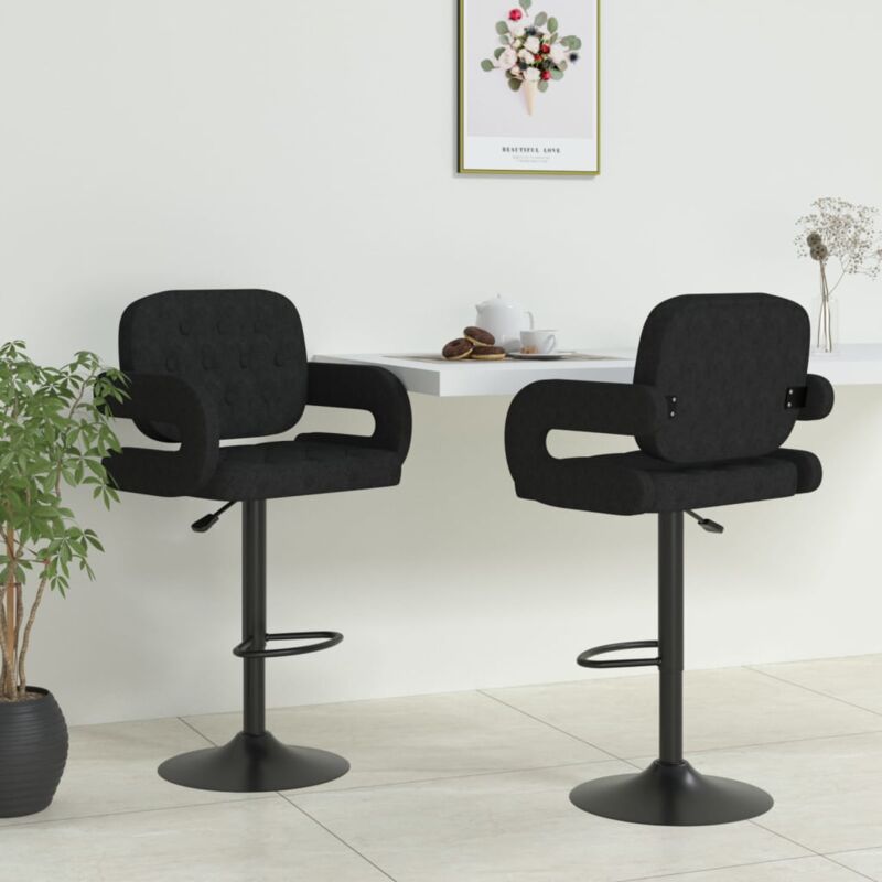 Les Tendances - Tabourets de bar lot de 2 noir tissu vidaXL