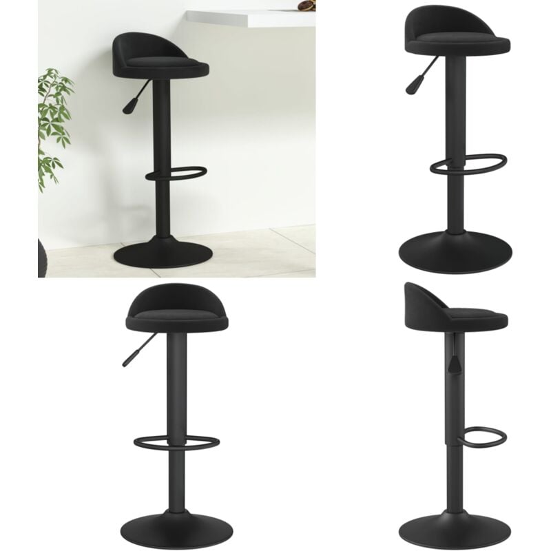 Tabouret de bar Noir Velours - Tabouret De Bar - Tabouret De Comptoir - Chaise De Bar - Fauteuil De Bar - Meuble Bar - Home & Living