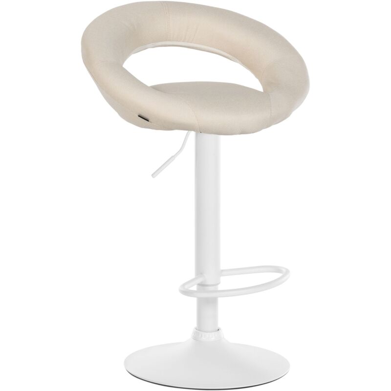 CLP - Tabouret de bar Olinda Tissu Crème Blanc
