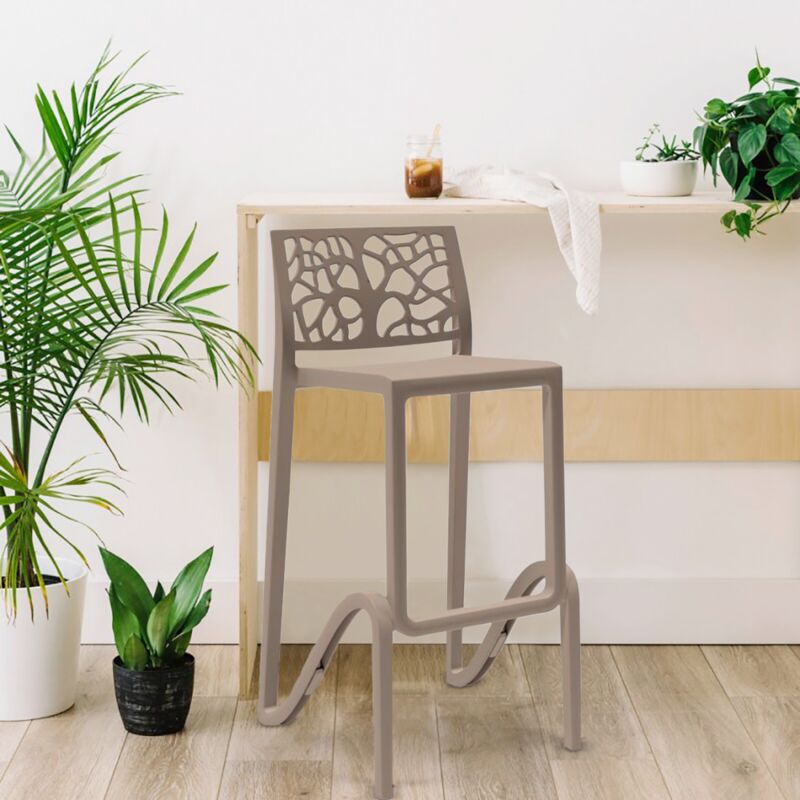 Mediawave Store - Tabouret de bar ou haut de cuisine zefiro empilable renforcé en Polypropylène Couleur: Moutarde