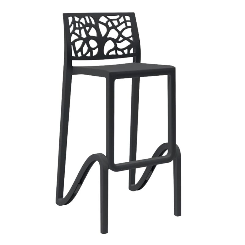 Mediawave Store - Tabouret de bar ou haut de cuisine zefiro empilable renforcé en Polypropylène Couleur: Noir