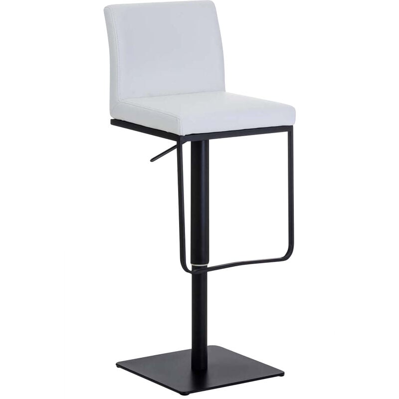 CLP - Tabouret de bar Panama en similicuir avec pied en métal Blanc Noir