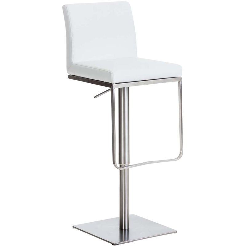 Tabouret de bar Panama en similicuir avec pied en métal Blanc Acier inoxydable