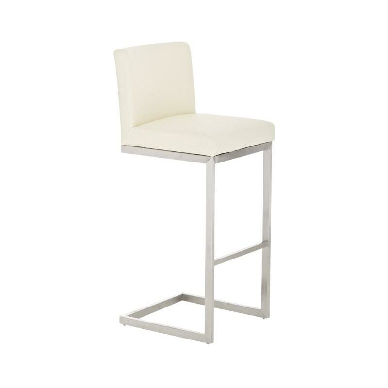 Tabouret de tabouret de tabouret en cuir et en acier Eco High Eco avec un dossier de différentes couleurs Couleur : Crème