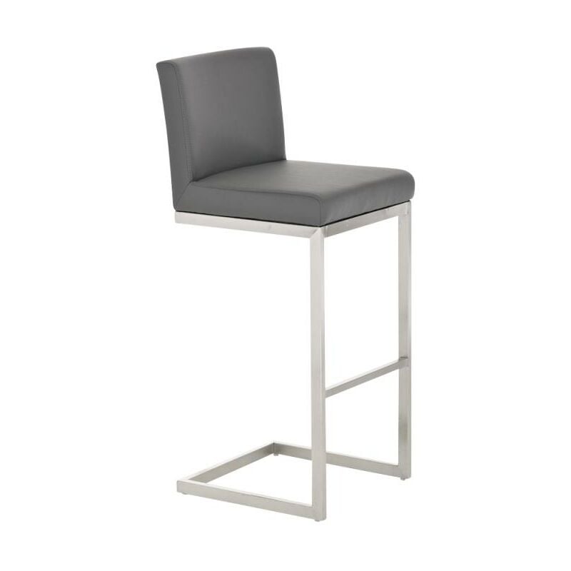 CLP - Tabouret de tabouret de tabouret en cuir et en acier Eco High Eco avec un dossier de différentes couleurs Couleur : Gris