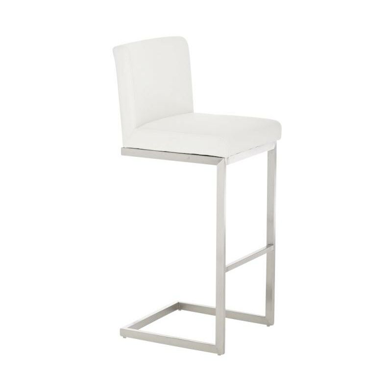 CLP - Tabouret de tabouret de tabouret en cuir et en acier Eco High Eco avec un dossier de différentes couleurs Couleur : Blanc