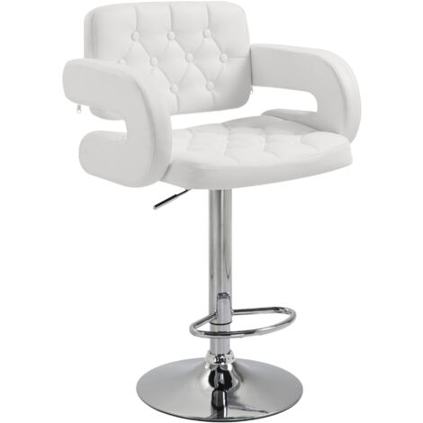Tabouret de bar pivotant chaise de bar réglable en hauteur avec dossier repose-pieds et accoudoirs 61x50x93-113cm blanc