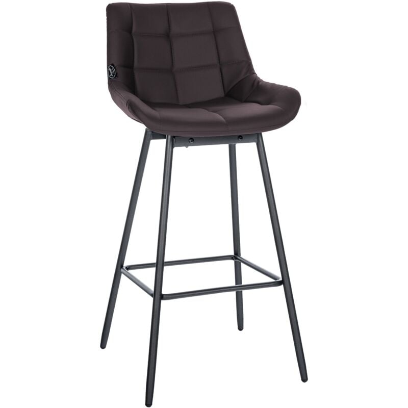 Décoshop26 - Tabouret de bar pivotant x1 avec repose-pieds revêtement en pvc marron piètement à quatre pieds en métal noir 100005471
