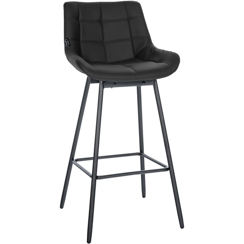 Décoshop26 - Tabouret de bar pivotant x1 avec repose-pieds revêtement en pvc noir piètement à quatre pieds en métal noir 100005469