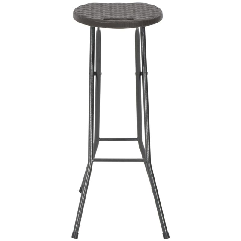 Tabouret de bar pliable 2 pcs PEHD et acier Marron Aspect rotin Tabouret de bar pliable 2 pcs PEHD et acier Marron Aspect rotin