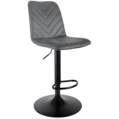 Tabouret de bar réglable en microfibre gris et pied métal - COBY 2