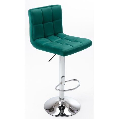 Tabouret de bar réglable GREEN, pieds en métal argenté, revêtement FURNITEX