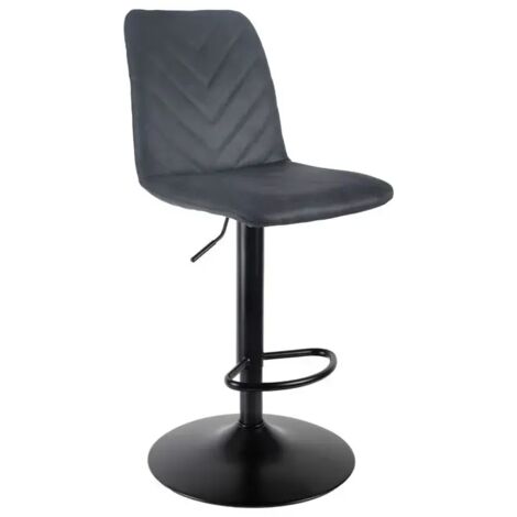 Tabouret de bar réglable microfibre anthracite et pied métal - COBY 2