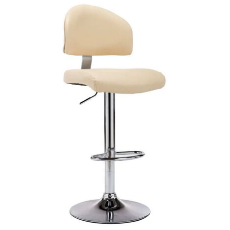 Tabouret de bar réglable simili cuir crème et métal chromé Axim