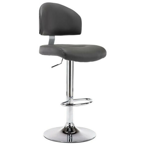 Tabouret de bar réglable simili cuir gris et métal chromé Axim